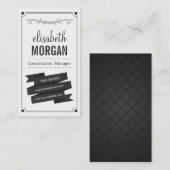建設管理者 - レトロな黒と白 名刺 (正面/裏面)