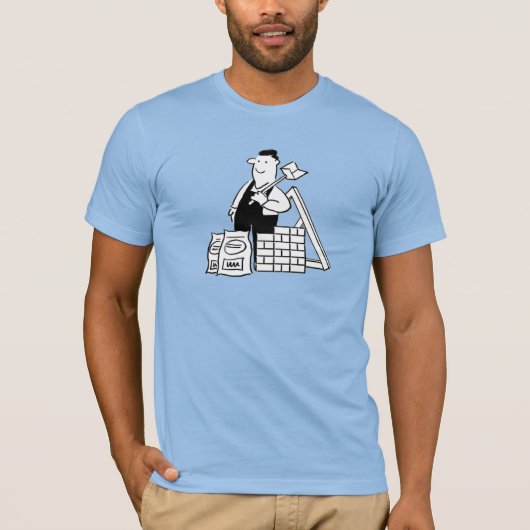 建設資材を持つ建設作業員 Tシャツ (正面)