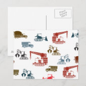 建設車両のパターン ポストカード (正面/裏面)