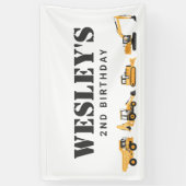 建設車両の男の子の誕生日 横断幕 (縦)