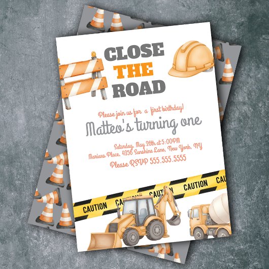 建設車両の誕生日ダンプトラック 招待状