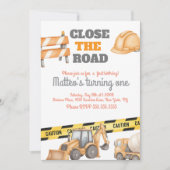 建設車両の誕生日ダンプトラック 招待状 (正面)