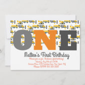 建設車両の誕生日ダンプ ビッグワン 招待状 (正面)