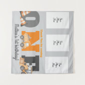 建設車両の1歳の誕生日ダンプトラック タペストリー (正面(横))