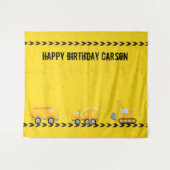 建設車両カスタム子供誕生日パーティー タペストリー (正面(横))
