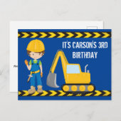 建設車両男子カスタム誕生日パーティー ポストカード (正面/裏面)