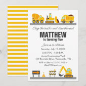 建設車両 トラック 誕生日招待状 招待状 (正面/裏面)