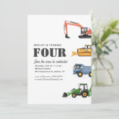 建設車両 4歳の誕生日パーティー 招待状 (スタンド正面)