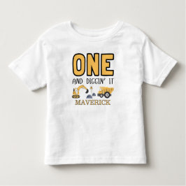 建設黄色少年ダンプトラック誕生日 トドラーTシャツ