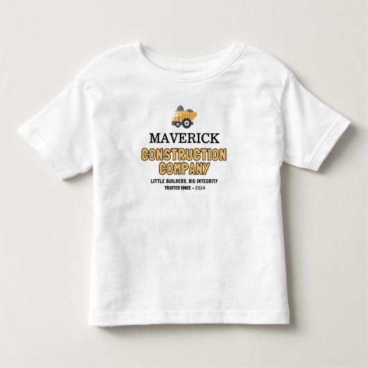 建設黄色少年ダンプトラック誕生日 トドラーTシャツ (正面)
