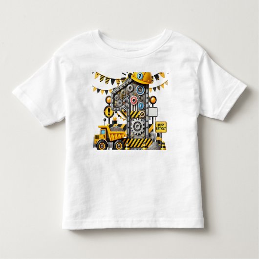 建設1歳の誕生日パーティー トドラーTシャツ (正面)