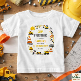 建設1歳誕生日 | ビルダートラックパーティー ベビーTシャツ
