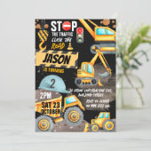 建設2歳の誕生日パーティー ダンプトラック ショベルカー 招待状 (スタンド正面)