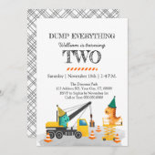 建設2歳の誕生日パーティー、恐竜をテーマに 招待状 (正面/裏面)