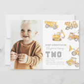 建設2歳誕生日招待状 | トラック 招待状 (正面)