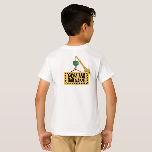 建設3歳の誕生日招待状テンプレート | エド Tシャツ (裏面フル)