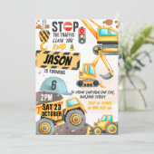 建設6歳の誕生日パーティー ダンプトラック ショベルカー 招待状 (スタンド正面)