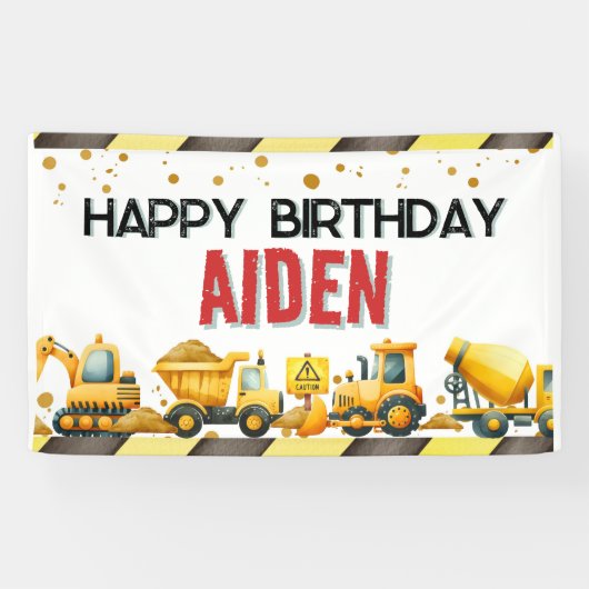 建設 ハッピー バースデー バナー 横断幕 (横)