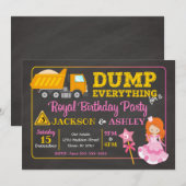 建設 & プリンセス合同誕生日招待状 招待状 (正面/裏面)