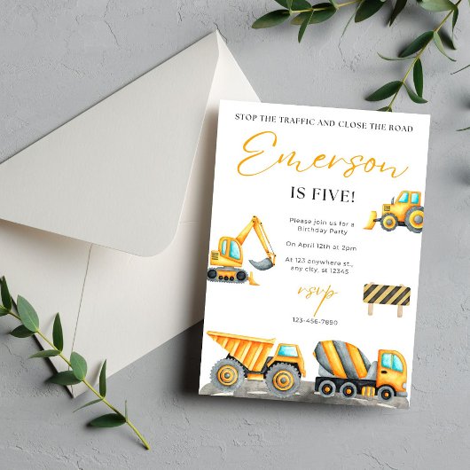 建設 誕生日パーティー サンキューカード