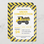 建設 誕生日パーティー ダンプトラック 招待状 (正面/裏面)