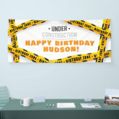 建設 誕生日パーティー バナー - 黄色のダンプトラック 横断幕 (トレードショー)
