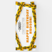 建設 誕生日パーティー バナー - 黄色のダンプトラック 横断幕 (縦)