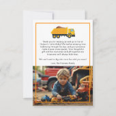 建設 誕生日 お礼カード – 黄色のダンプ サンキューカード (正面)