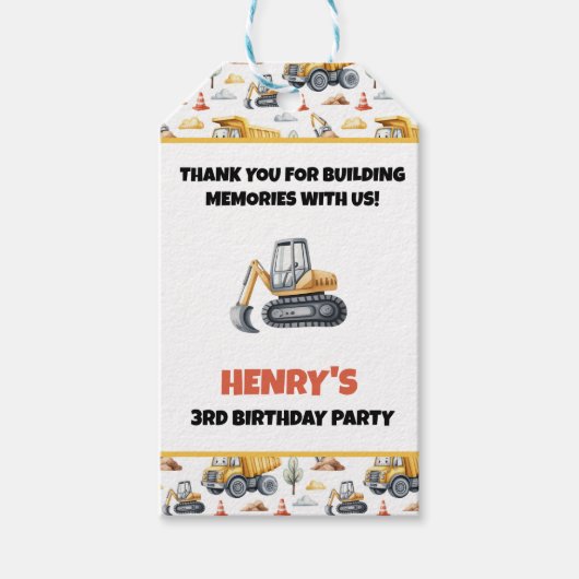 建設 誕生日 サンクス ネーム ディガー ギフトタグ (正面)