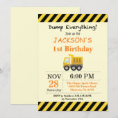 建設 誕生日 ダンプトラック 招待状 (正面/裏面)