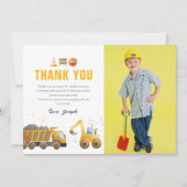 建設 誕生日 フォト ありがとう カード (正面)