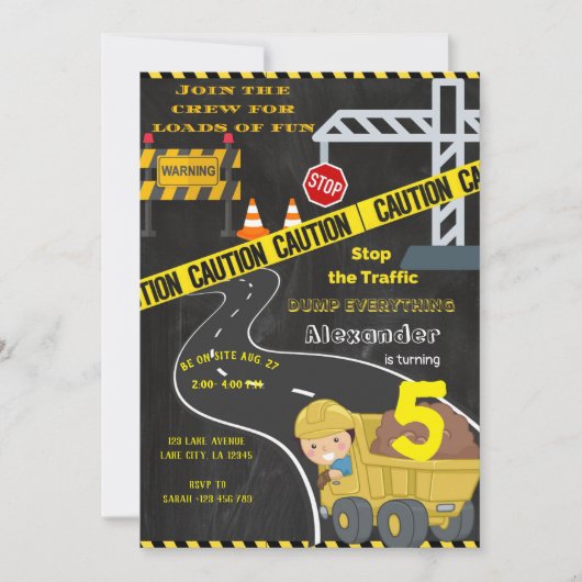 建設 誕生日 招待状 カード (正面)