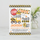 建設 誕生日 招待 ダンプカー パーティー 招待状 (スタンド正面)