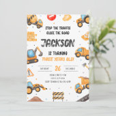 建設 誕生日 招待 ダンプトラック パーティー 招待状 (スタンド正面)