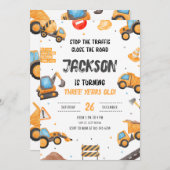 建設 誕生日 招待 ダンプトラック パーティー 招待状 (正面/裏面)