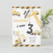 建設 誕生日 招待 ダンプトラック パーティー 招待状 (スタンド正面)