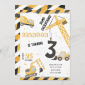 建設 誕生日 招待 ダンプトラック パーティー 招待状 (正面/裏面)