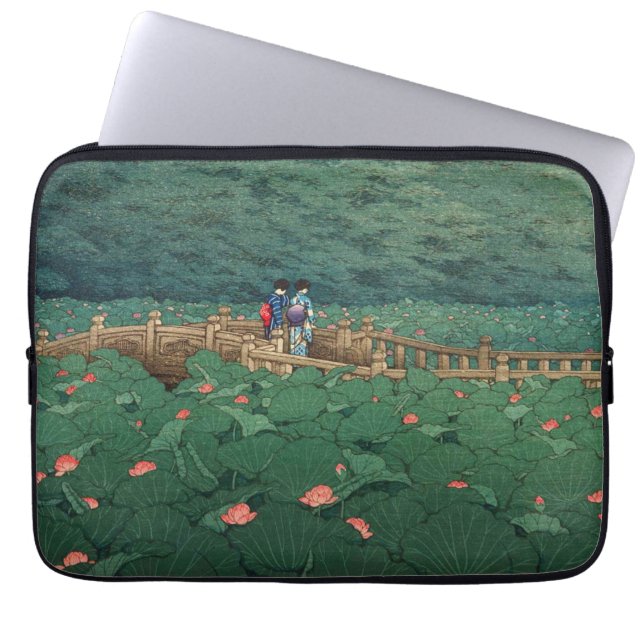 弁天社池の図（柴川絵） ラップトップスリーブ (正面)