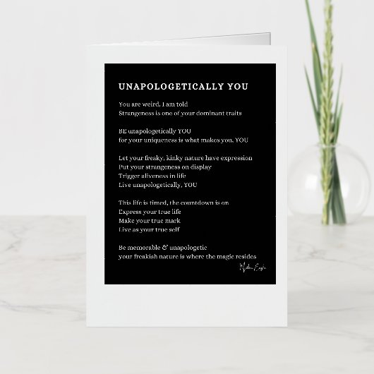 弁解の余地のない自分の詩 箔グリーティングカード (正面)