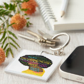 弁解の余地のない黒い四角キーチェーン キーホルダー (正面右)