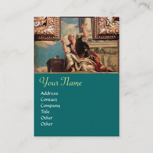 弁証法モノグラム、青緑色ブラウン 名刺 (正面)