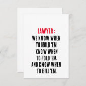 弁護士いつ抱っこするか分かってる、いつ折れるか分かってる サンキューカード (正面/裏面)