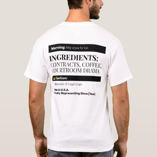 弁護士おもしろいTシャツ、弁護士へのプレゼント Tシャツ (裏面)