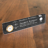 弁護士か法律の専門のユニークな黒 デスクネームプレート (側面)