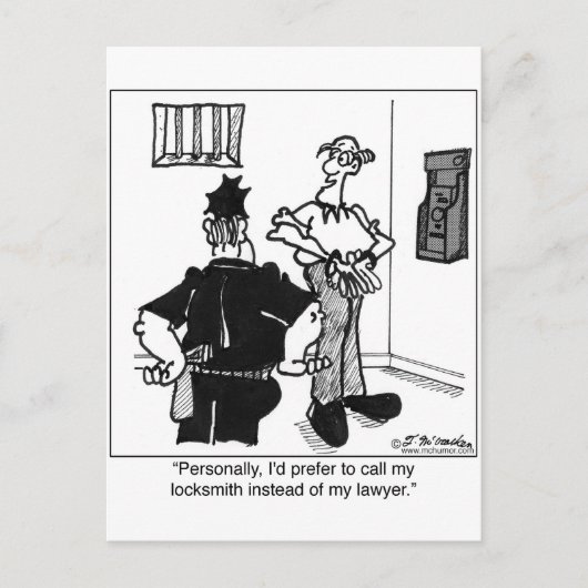 弁護士ではなく錠前屋を呼ぶ ポストカード (正面)