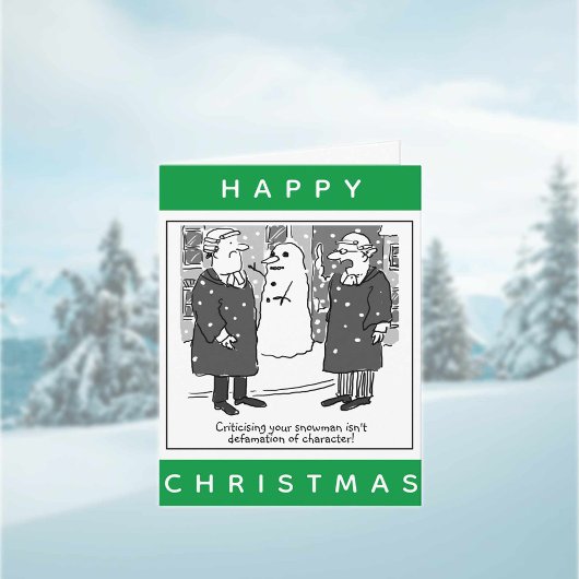弁護士と雪だるまのクリスマスおめでとう カード
