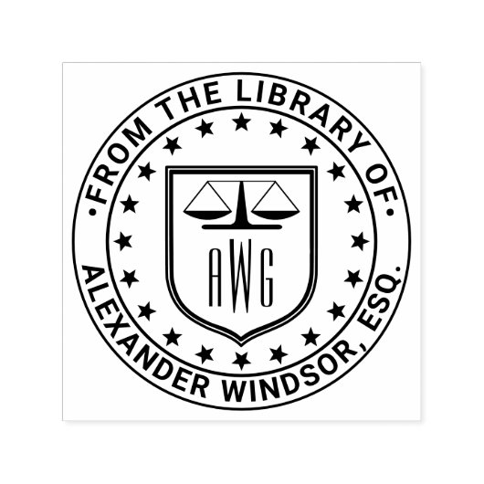 弁護士のための正義の天秤 #3 法律図書館の本 セルフインキングスタンプ (デザイン)