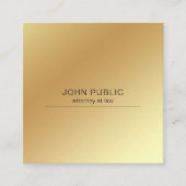 弁護士のオフィスのエレガントな金ゴールドの一見のモダン スクエア名刺 (正面)