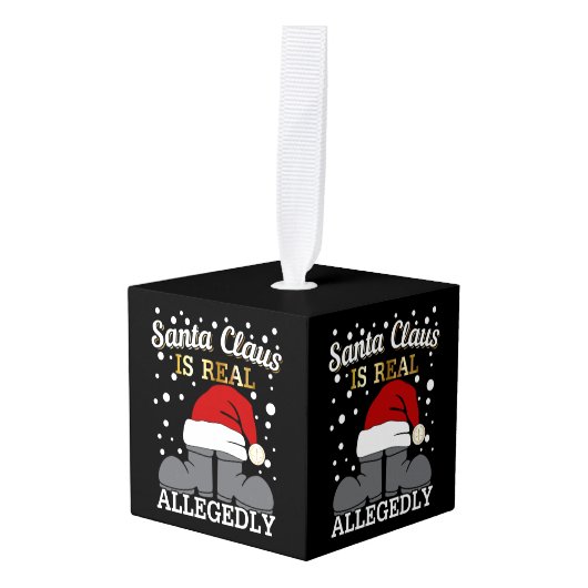 弁護士のクリスマス – サンタは実在疑わしい キューブオーナメント (正面アングル)