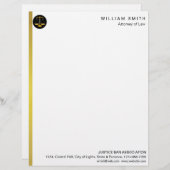 弁護士のフェイクな金ゴールドのスケール弁護士の正義 レターヘッド (正面/裏面)